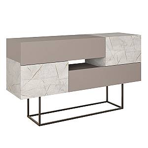 Μπουφές Roberta pakoworld μόκα-λευκό μαρμάρου 145x40x82εκ
