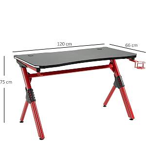 Γραφείο Gaming ArteLibre VADER RGB Μαύρο/Κόκκινο Ξύλο/Μέταλλο 120x65x75cm