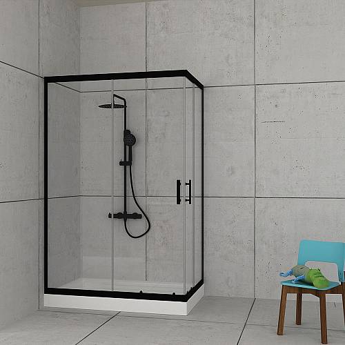Stardust Easy Fix Black matt  Corner Entry 90X150 cm
