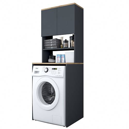 Έπιπλο πλυντηρίου Rasmus pakoworld ανθρακί-φυσικό 65x60x183.6εκ.