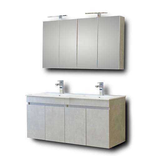 Σετ Επίπλου OMEGA 120cm QUADRO με Διπλό Νιπτήρα χρ.WHITE GLOSS 9SOM120QUDWH 9SOM120QUDWH