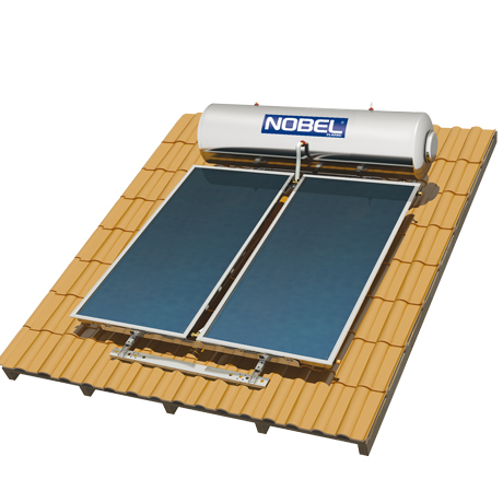Nobel Classic 300lt 4m² Glass Τριπλής Ενέργειας Ηλιακός Θερμοσίφωνας Με Επιλεκτικούς Συλλέκτες και Βάση Κεραμοσκεπής