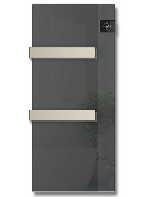 Radialight Silk Ανθρακί – Ψηφιακή Πετσετοκρεμάστρα Μπάνιου με Γυάλινη Πρόσοψη