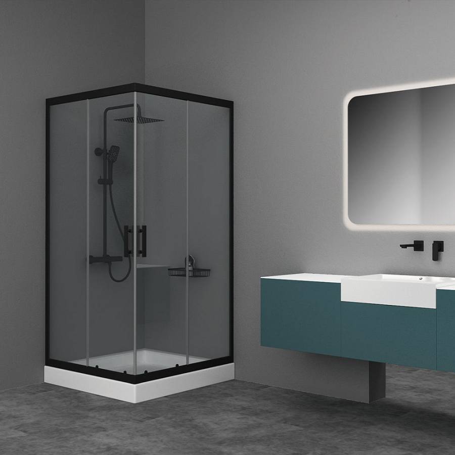 Vitalia Square Easy Fix Black matt H200 130X130 cm