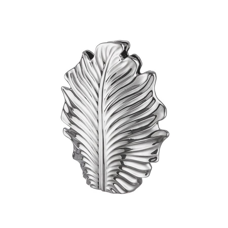 Βάζο Φύλλο Monstera Κεραμικό Ασημί 9.5x23x30cm