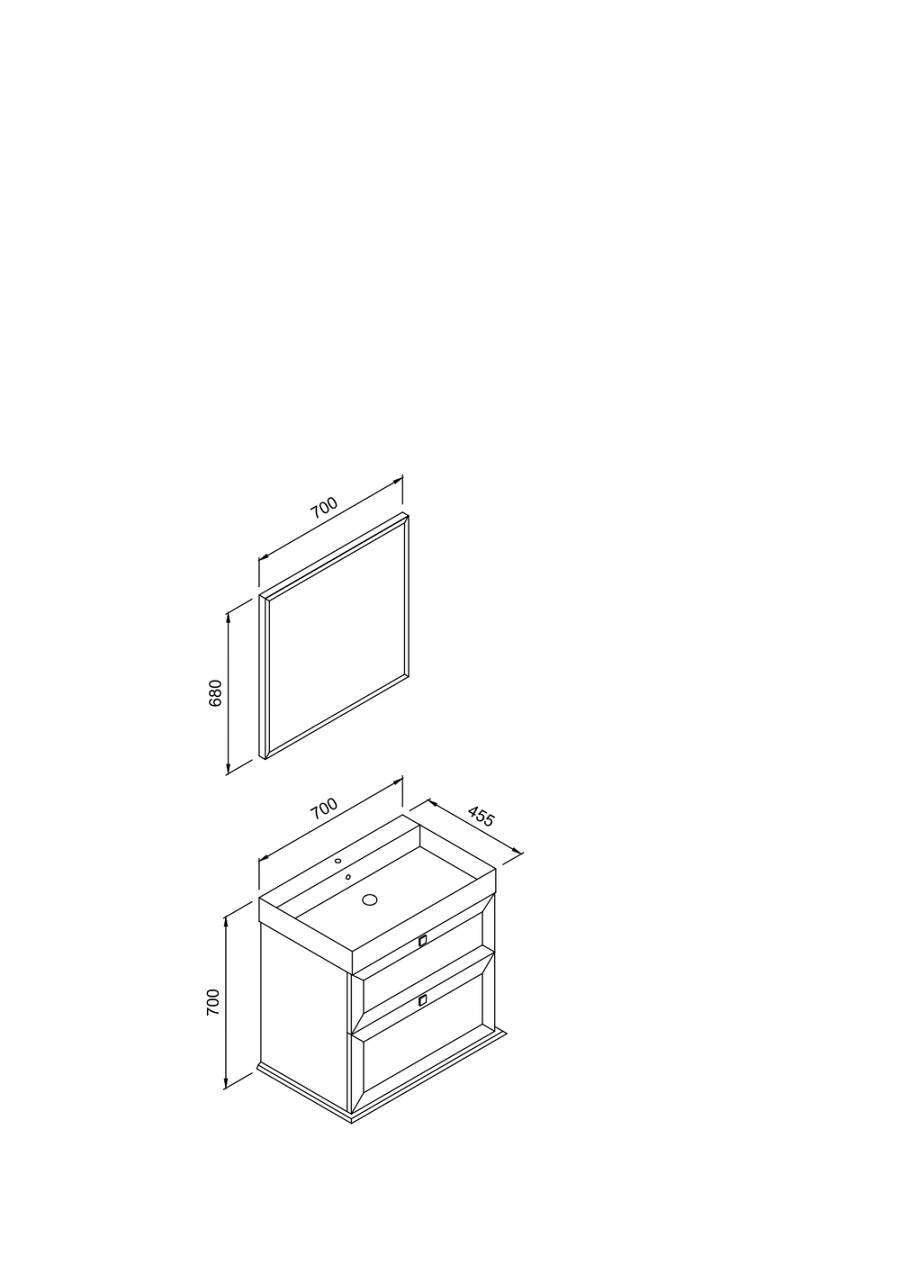 Πάγκος STELLA Λευκό MDF 18mm Λάκα 70 S3BSTE070WM 70x45.5x70cm