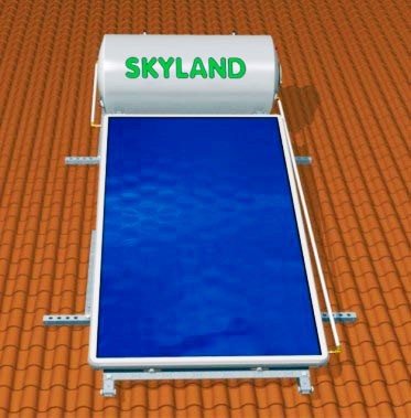 Skyland IN 150lt 2.58m² Inox Ανοξείδωτος Τριπλής Ενέργειας Ηλιακός Θερμοσίφωνας Με Επιλεκτικό Συλλέκτη και Βάση Κεραμοσκεπής